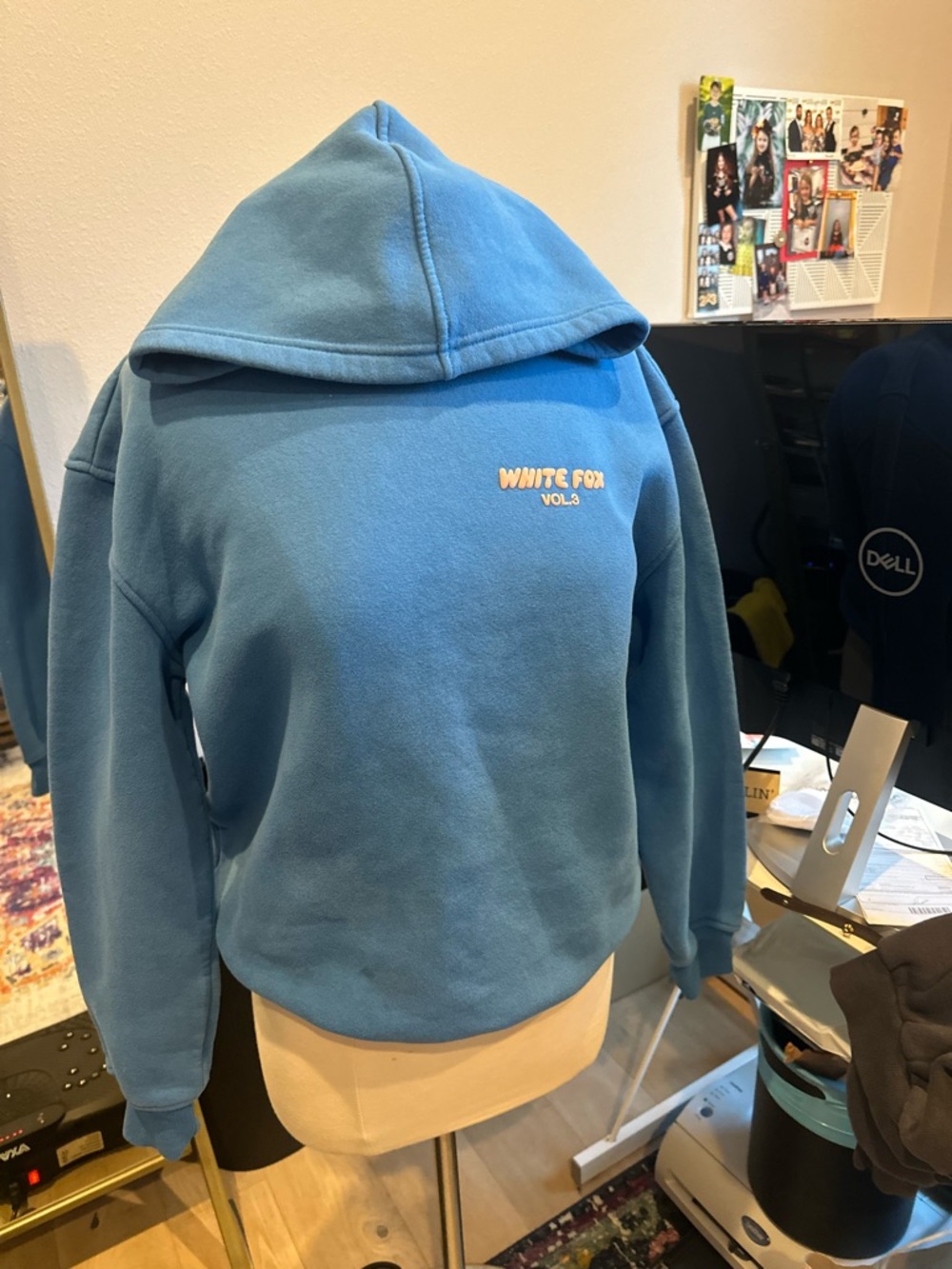 White Fox  Blue Hoodie with Small Logo